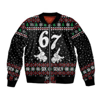 Six Seven Skeleton Hand Christmas Sleeve Zip Bomber Jacket Meme Gen Alpha Slang - Wonder Print Shop