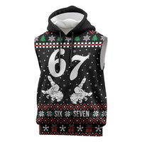 Six Seven Skeleton Hand Christmas Sleeveless Hoodie Meme Gen Alpha Slang - Wonder Print Shop