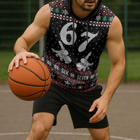 Six Seven Skeleton Hand Christmas Sleeveless Hoodie Meme Gen Alpha Slang - Wonder Print Shop