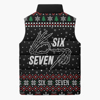 Six Seven Skeleton Hand Christmas Sleeveless Puffer Jacket Meme Gen Alpha Slang - Wonder Print Shop