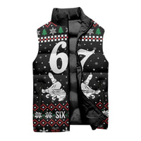 Six Seven Skeleton Hand Christmas Sleeveless Puffer Jacket Meme Gen Alpha Slang - Wonder Print Shop