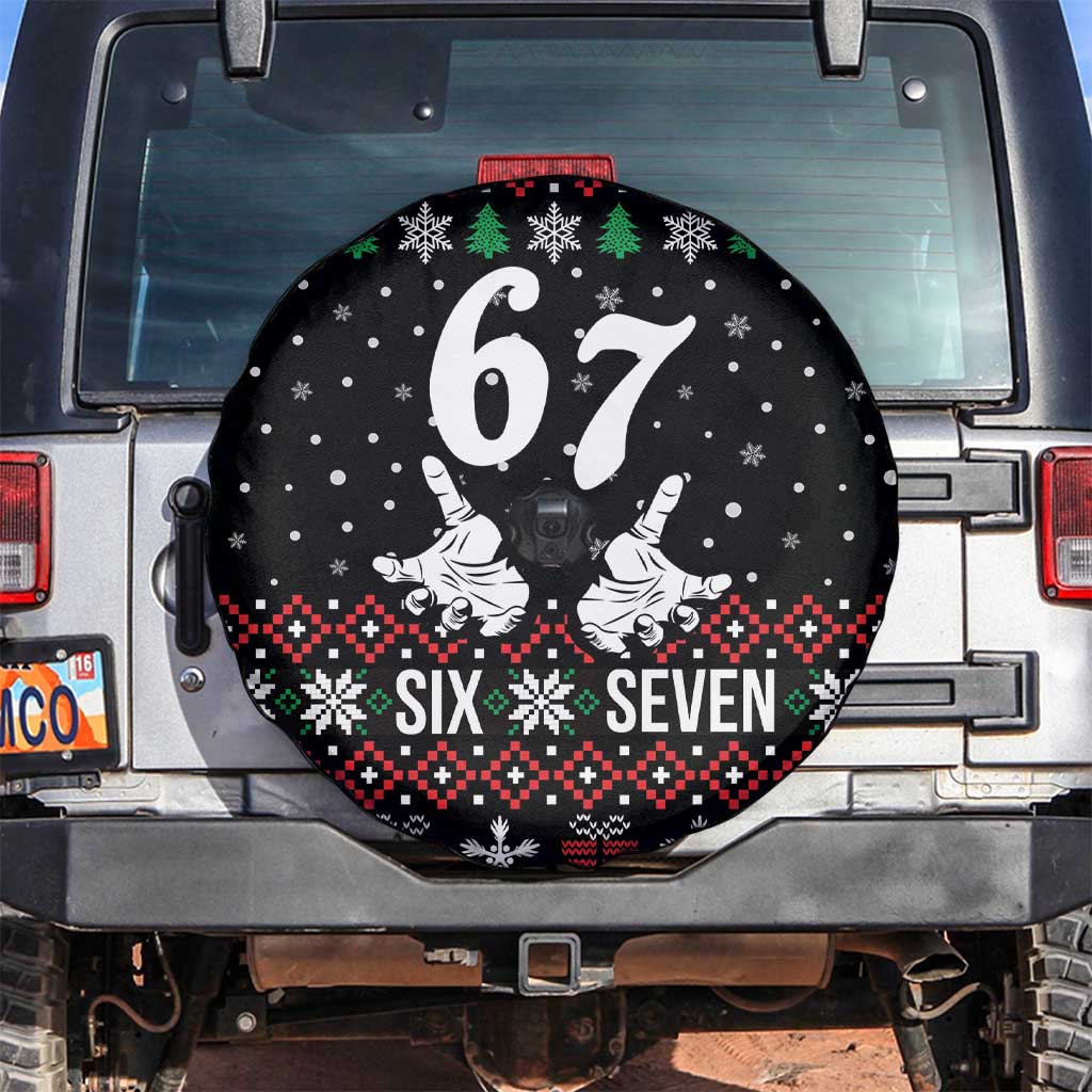 Six Seven Skeleton Hand Christmas Spare Tire Cover Meme Gen Alpha Slang - Wonder Print Shop