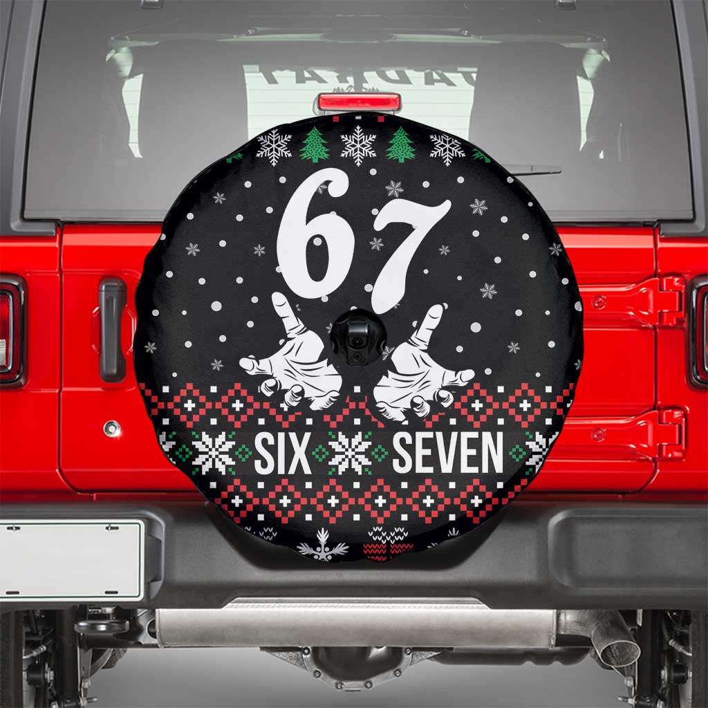 Six Seven Skeleton Hand Christmas Spare Tire Cover Meme Gen Alpha Slang - Wonder Print Shop