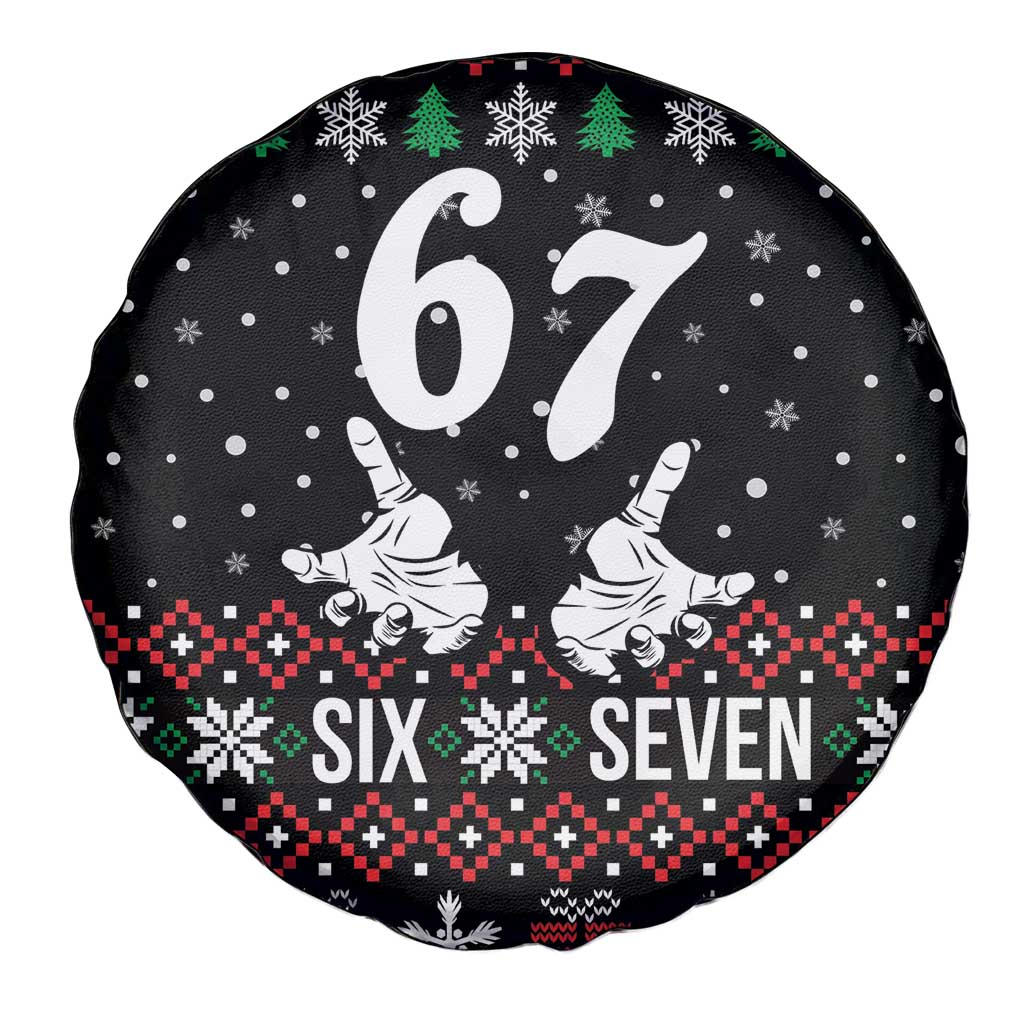 Six Seven Skeleton Hand Christmas Spare Tire Cover Meme Gen Alpha Slang - Wonder Print Shop