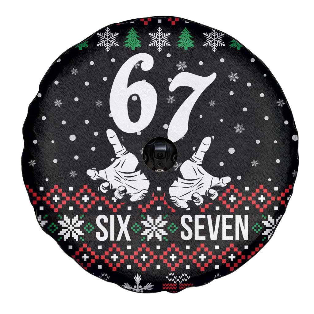 Six Seven Skeleton Hand Christmas Spare Tire Cover Meme Gen Alpha Slang - Wonder Print Shop