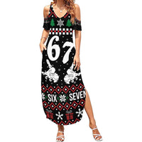 Six Seven Skeleton Hand Christmas Summer Maxi Dress Meme Gen Alpha Slang - Wonder Print Shop