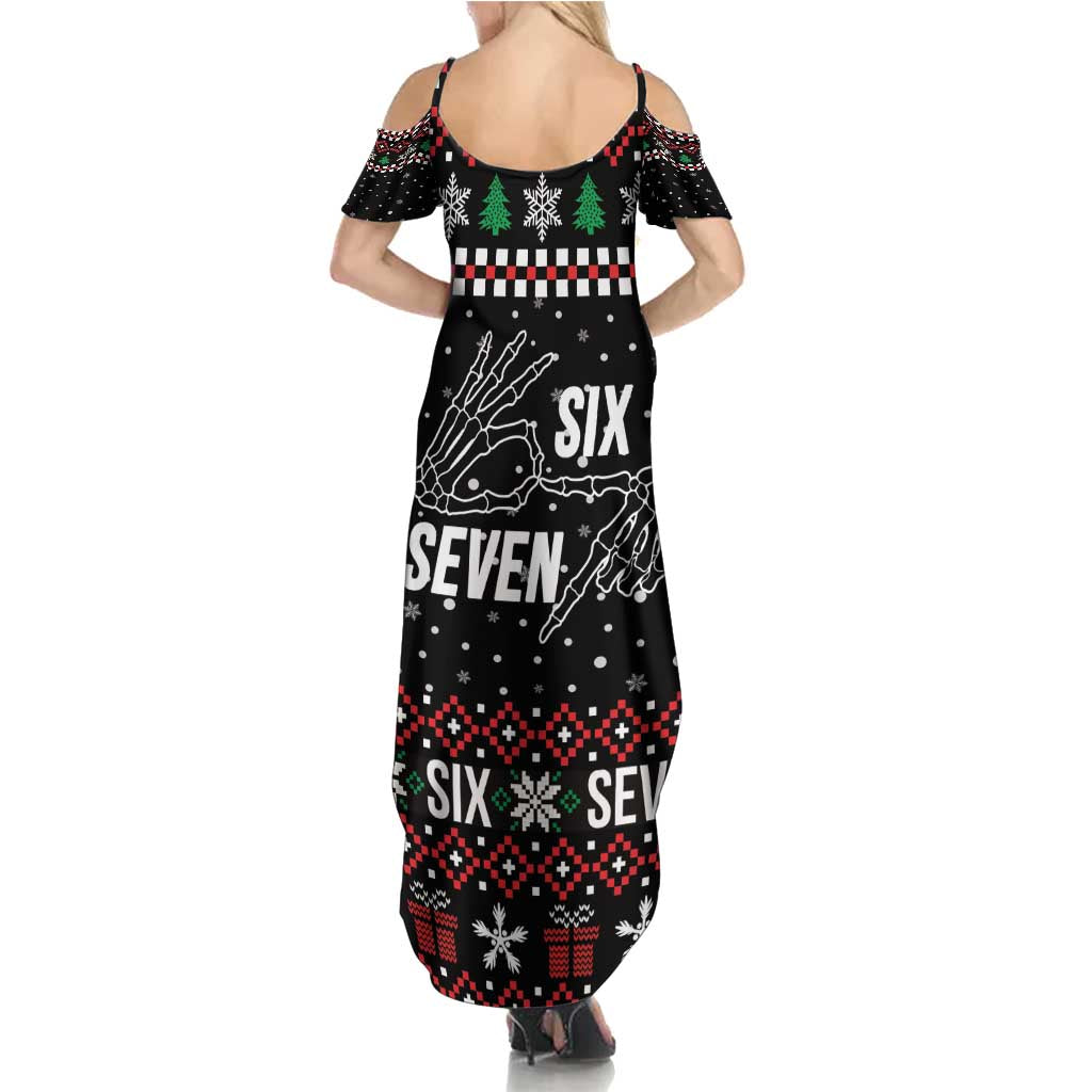 Six Seven Skeleton Hand Christmas Summer Maxi Dress Meme Gen Alpha Slang - Wonder Print Shop