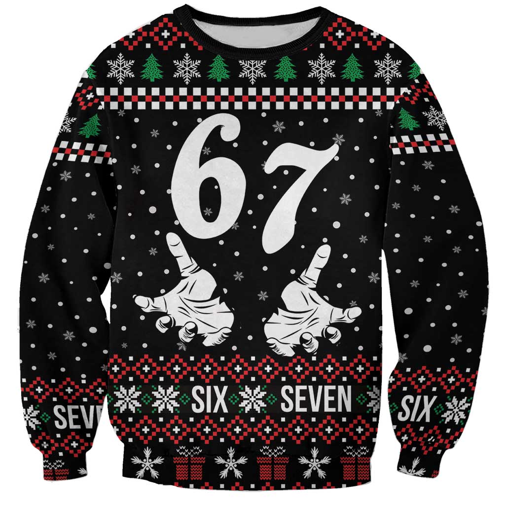 Six Seven Skeleton Hand Christmas Sweatshirt Meme Gen Alpha Slang - Wonder Print Shop