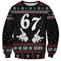 Six Seven Skeleton Hand Christmas Sweatshirt Meme Gen Alpha Slang - Wonder Print Shop