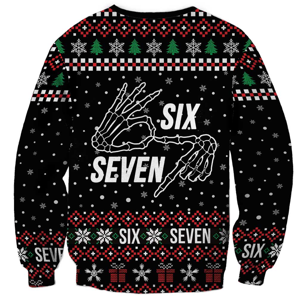 Six Seven Skeleton Hand Christmas Sweatshirt Meme Gen Alpha Slang - Wonder Print Shop