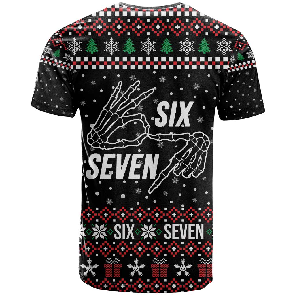 Six Seven Skeleton Hand Christmas T Shirt Meme Gen Alpha Slang - Wonder Print Shop