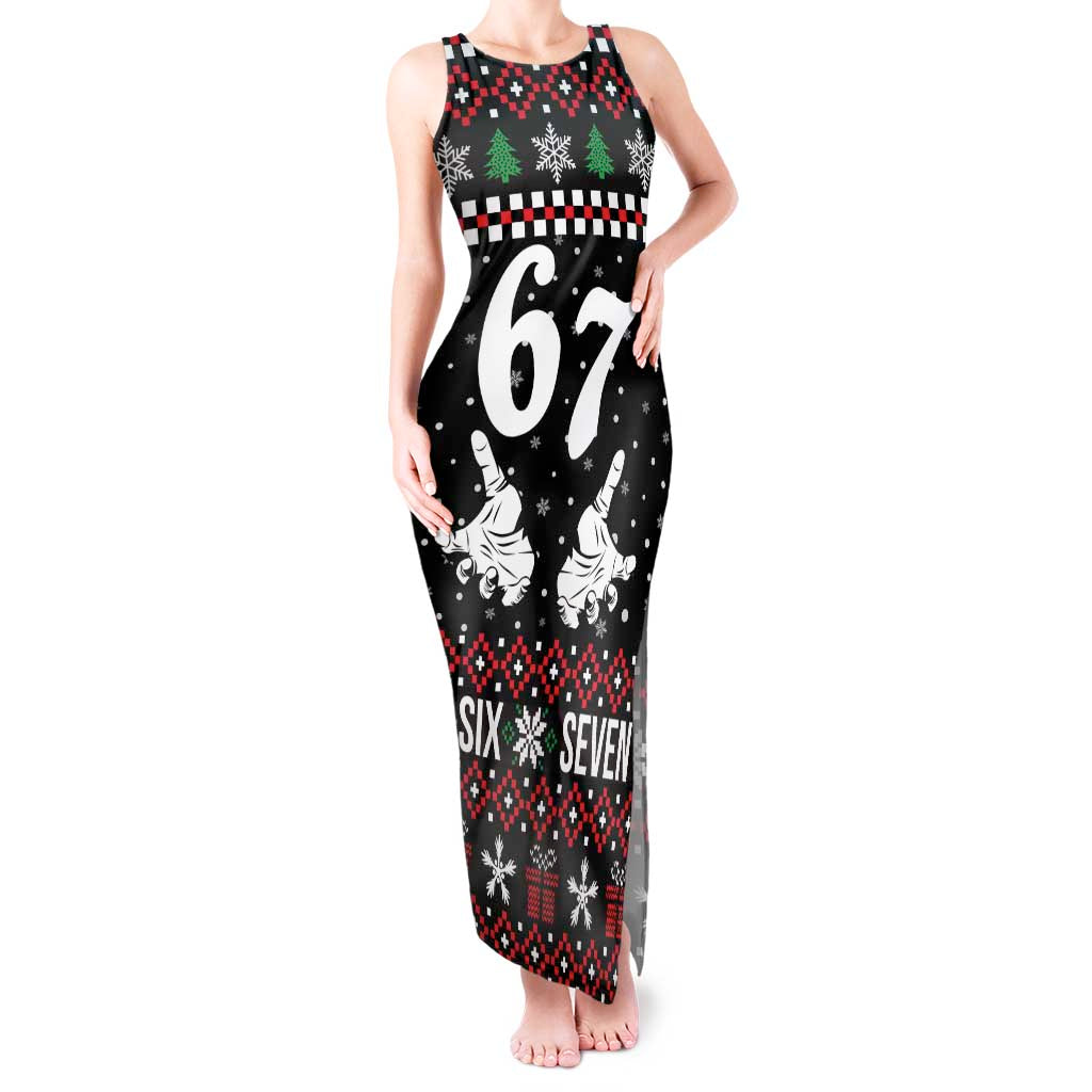 Six Seven Skeleton Hand Christmas Tank Maxi Dress Meme Gen Alpha Slang - Wonder Print Shop