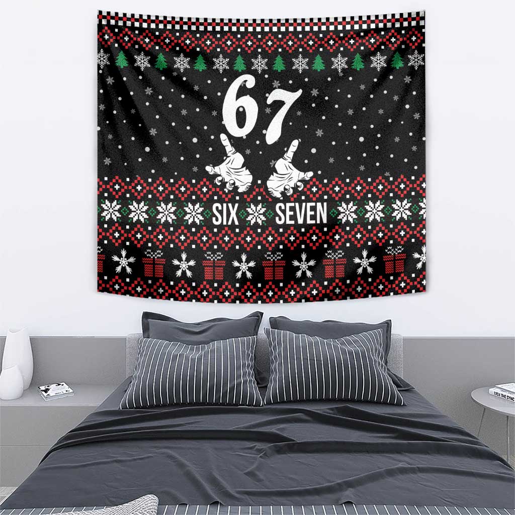 Six Seven Skeleton Hand Christmas Tapestry Meme Gen Alpha Slang - Wonder Print Shop