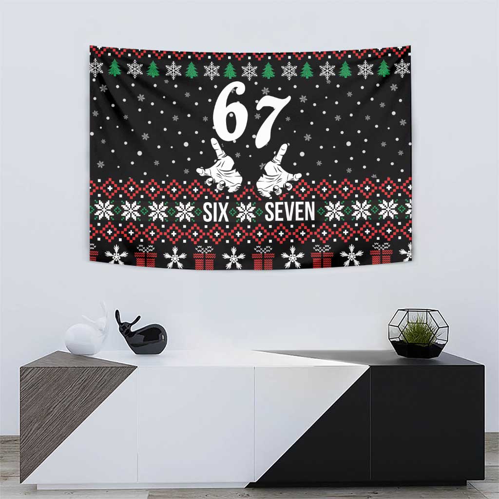 Six Seven Skeleton Hand Christmas Tapestry Meme Gen Alpha Slang - Wonder Print Shop