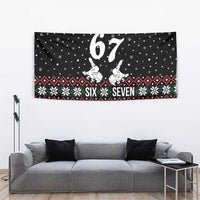 Six Seven Skeleton Hand Christmas Tapestry Meme Gen Alpha Slang - Wonder Print Shop
