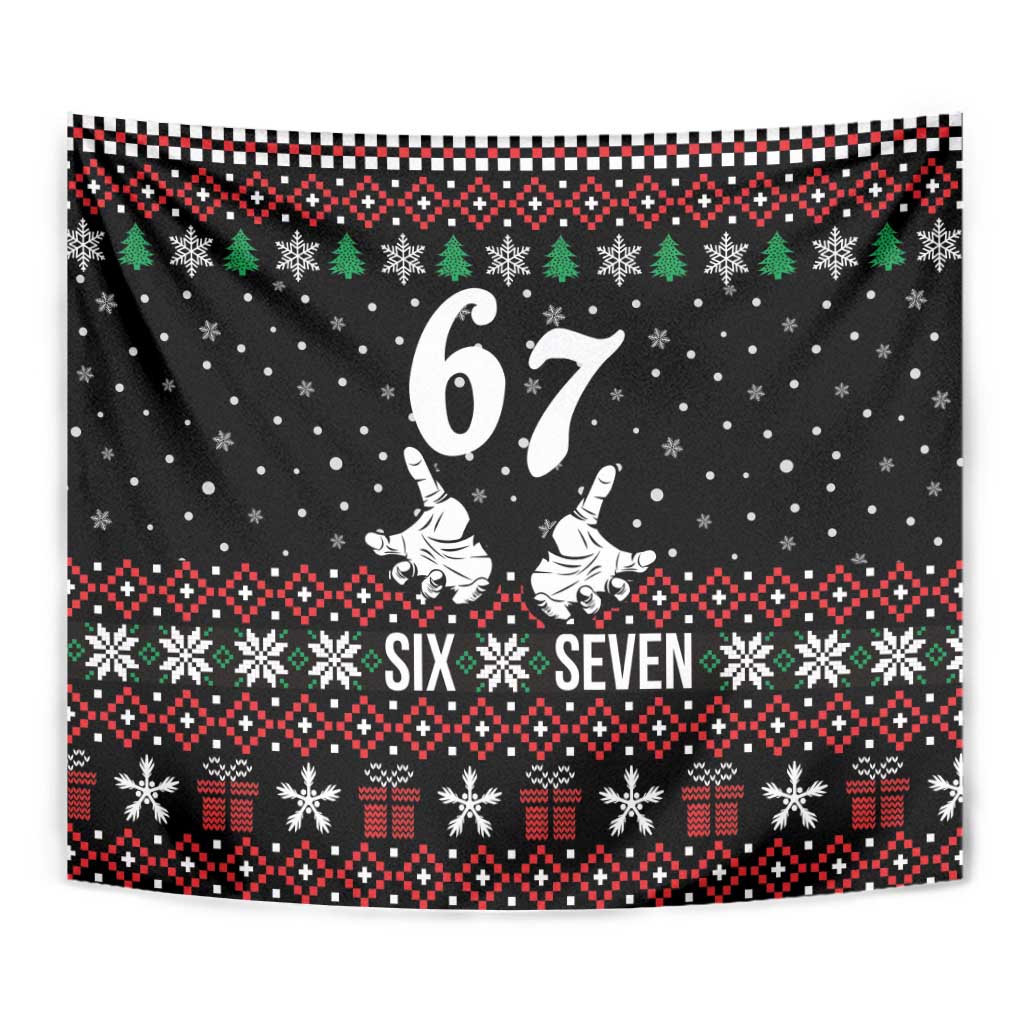 Six Seven Skeleton Hand Christmas Tapestry Meme Gen Alpha Slang - Wonder Print Shop