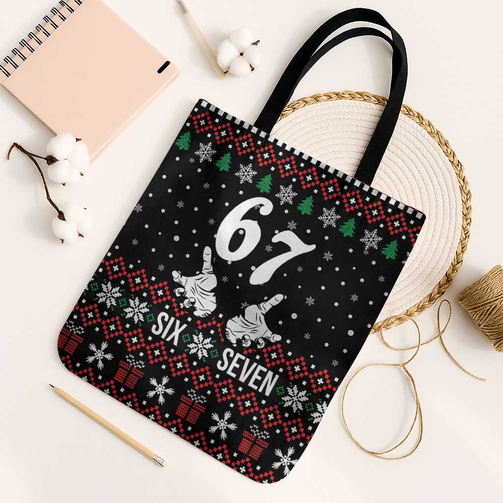 Six Seven Skeleton Hand Christmas Tote Bag Meme Gen Alpha Slang - Wonder Print Shop