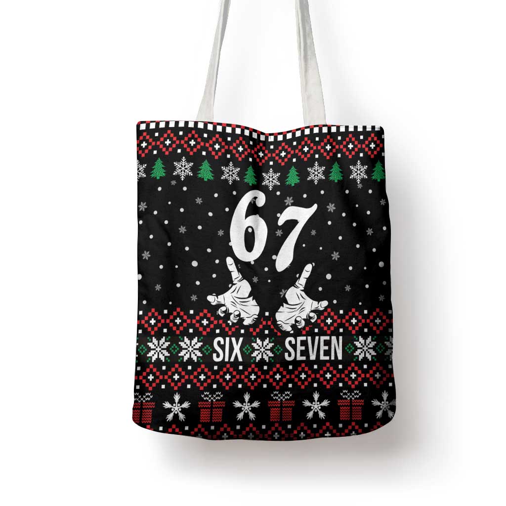 Six Seven Skeleton Hand Christmas Tote Bag Meme Gen Alpha Slang - Wonder Print Shop