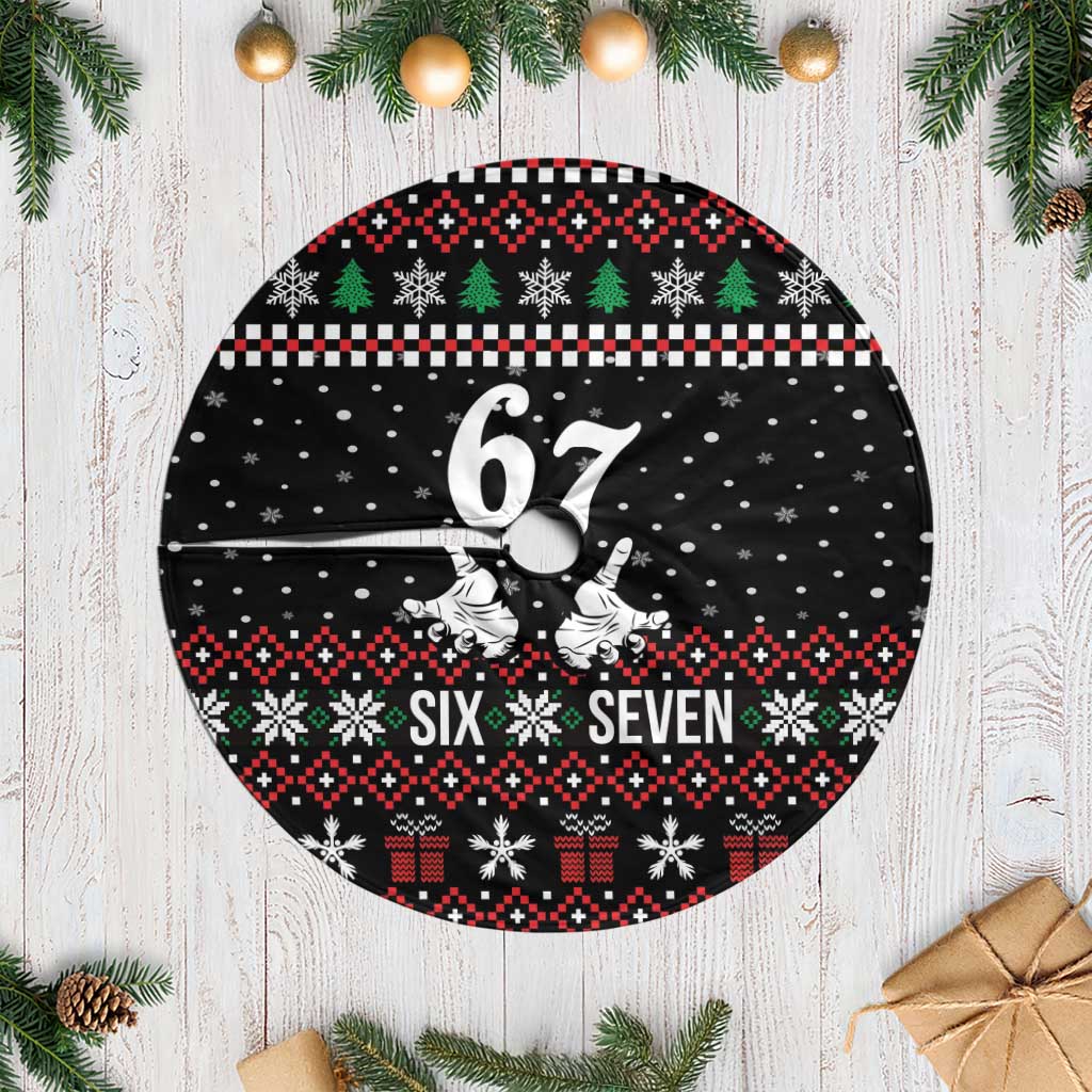 Six Seven Skeleton Hand Christmas Tree Skirt Meme Gen Alpha Slang - Wonder Print Shop