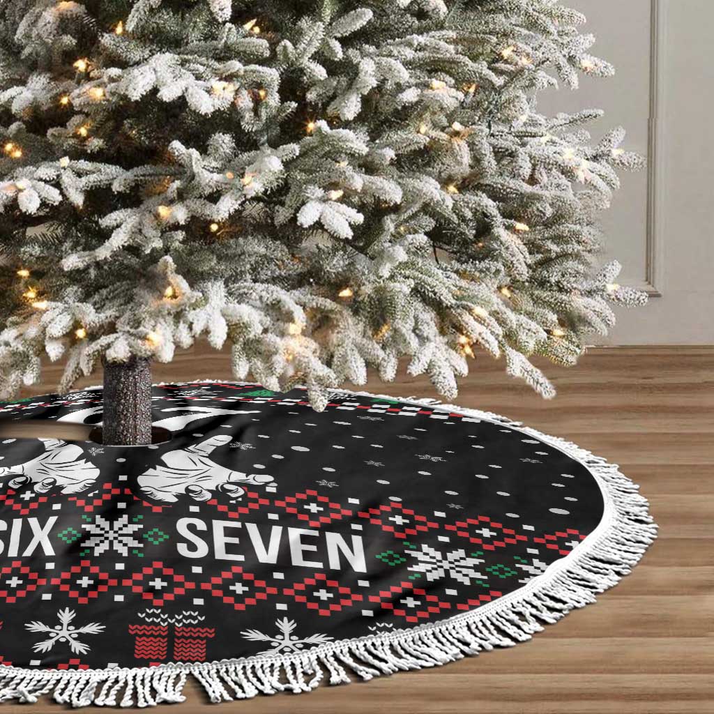 Six Seven Skeleton Hand Christmas Tree Skirt Meme Gen Alpha Slang - Wonder Print Shop