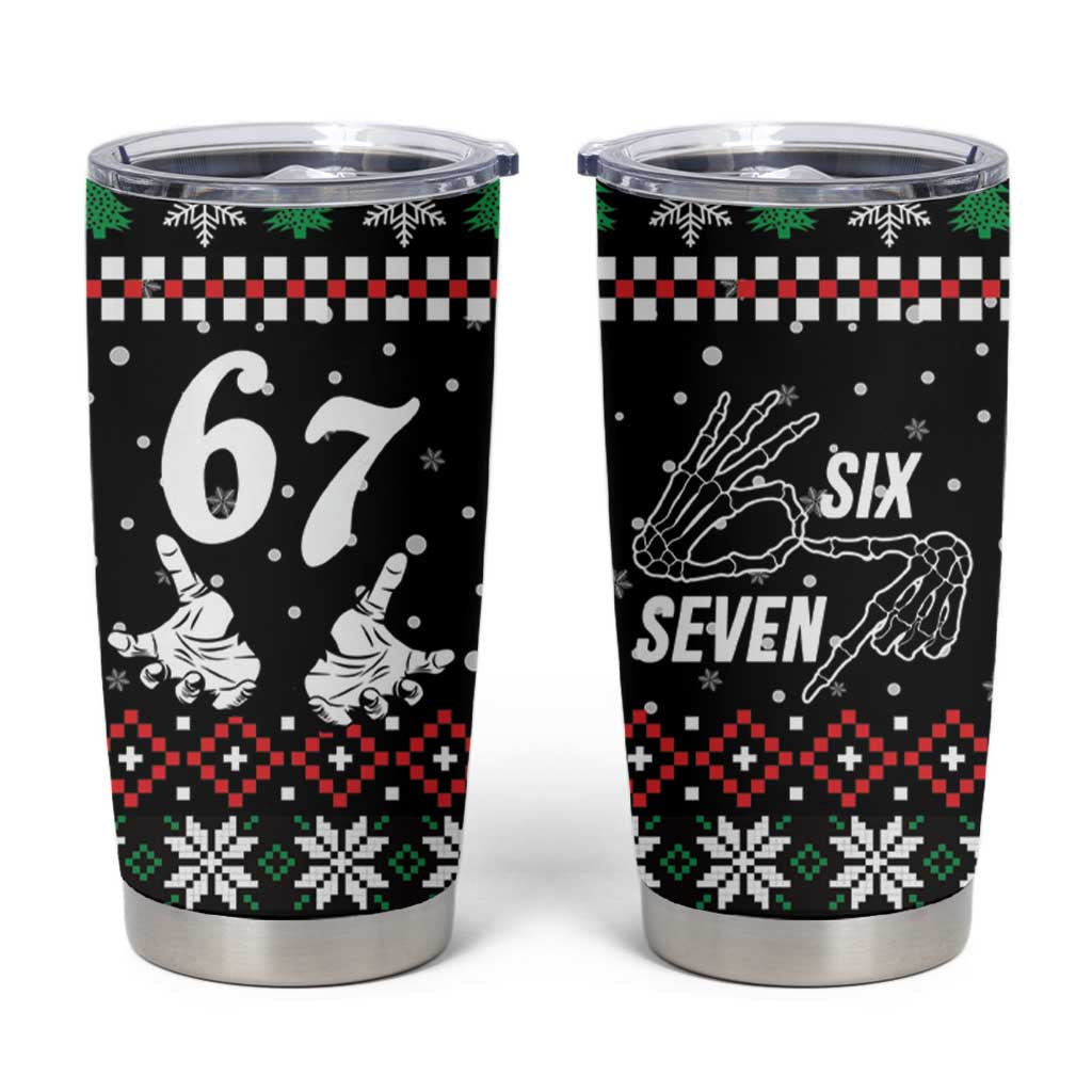 Six Seven Skeleton Hand Christmas Tumbler Cup Meme Gen Alpha Slang - Wonder Print Shop