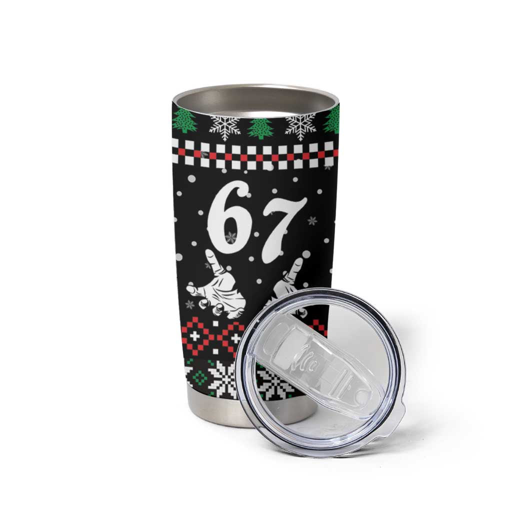 Six Seven Skeleton Hand Christmas Tumbler Cup Meme Gen Alpha Slang - Wonder Print Shop