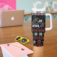 Six Seven Skeleton Hand Christmas Tumbler With Handle Meme Gen Alpha Slang - Wonder Print Shop