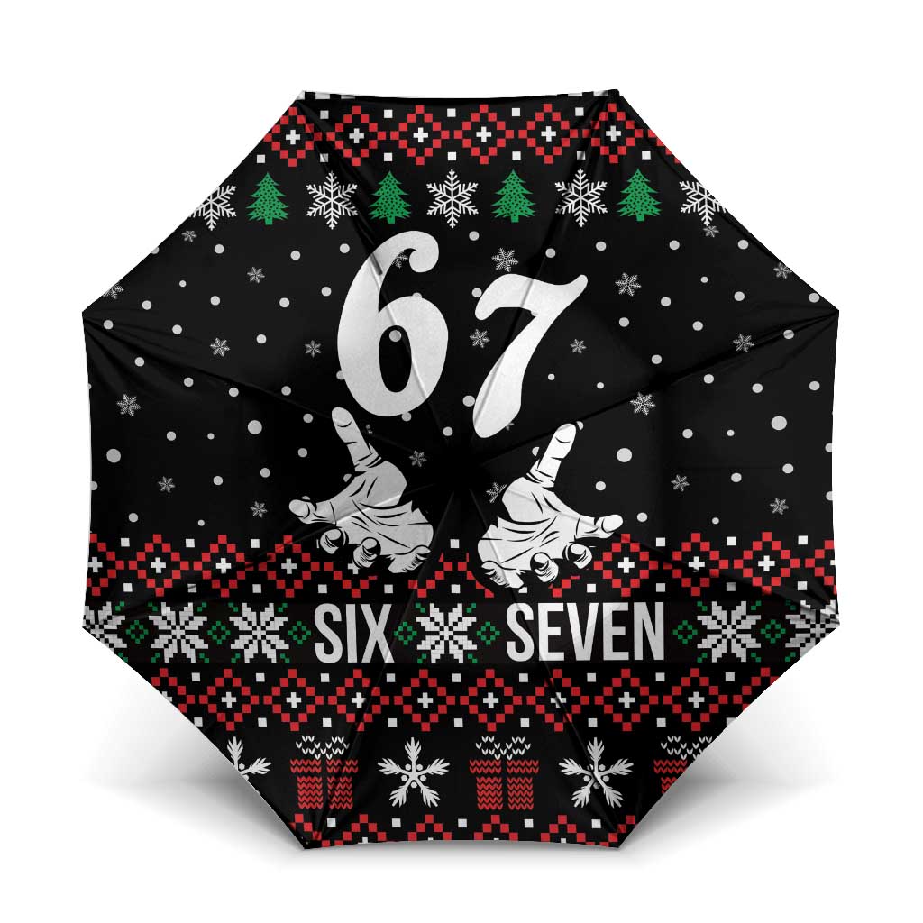 Six Seven Skeleton Hand Christmas Umbrella Meme Gen Alpha Slang - Wonder Print Shop