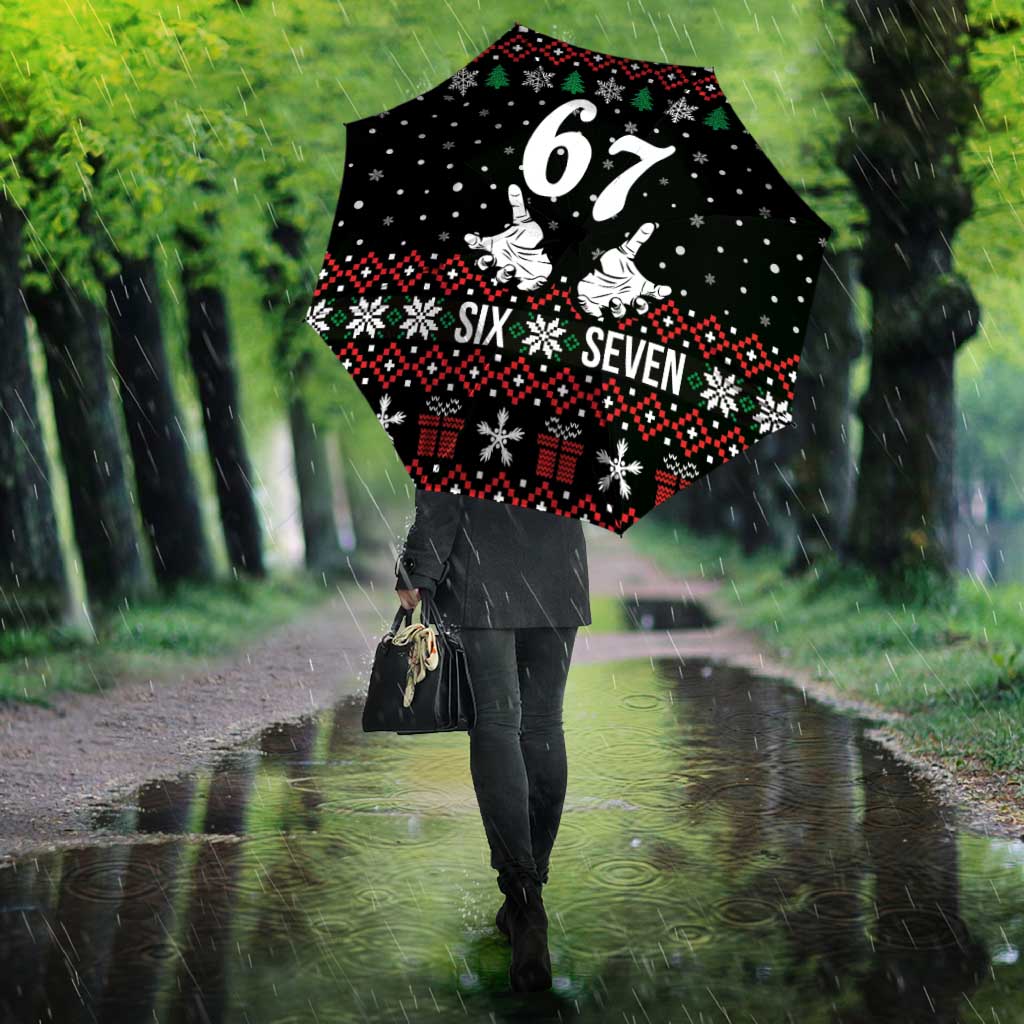 Six Seven Skeleton Hand Christmas Umbrella Meme Gen Alpha Slang - Wonder Print Shop