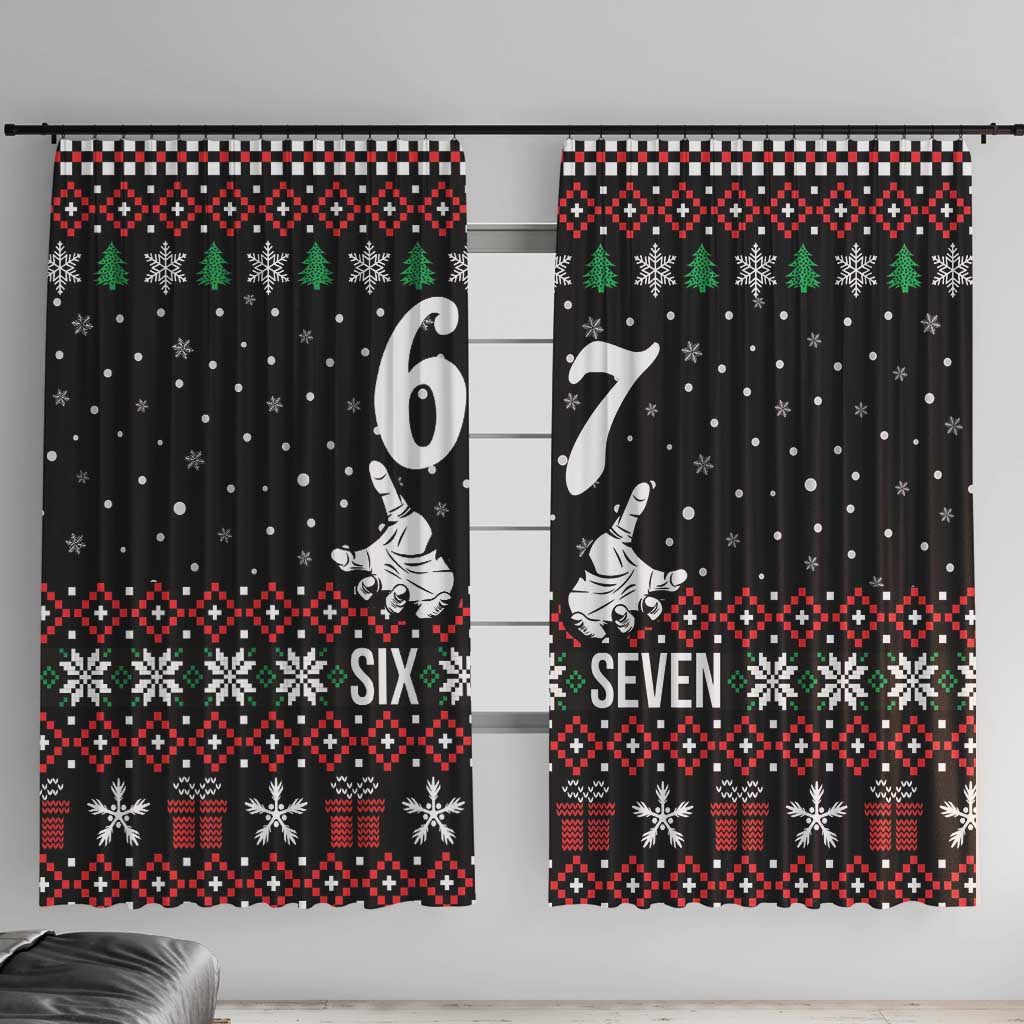Six Seven Skeleton Hand Christmas Window Curtain Meme Gen Alpha Slang - Wonder Print Shop