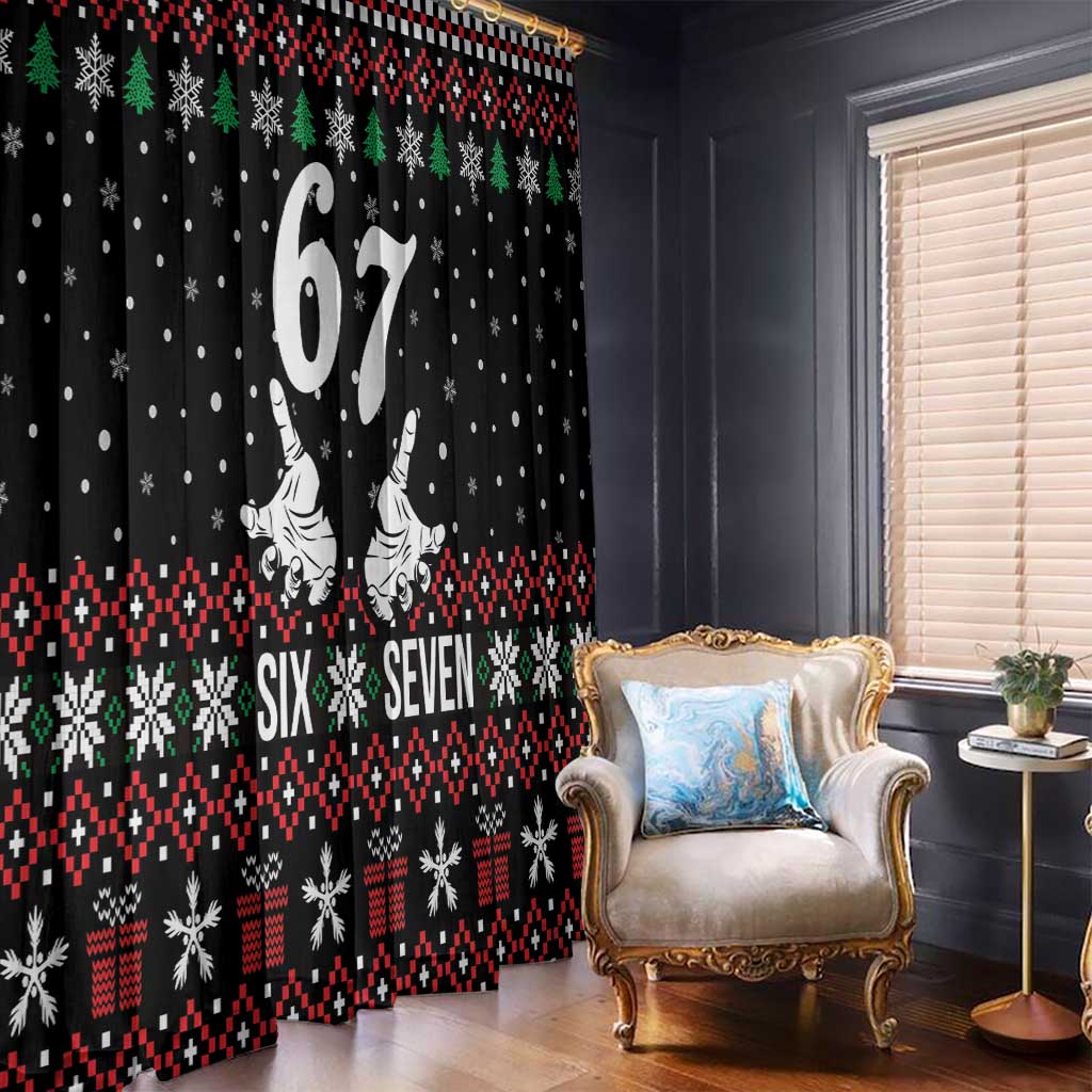 Six Seven Skeleton Hand Christmas Window Curtain Meme Gen Alpha Slang - Wonder Print Shop