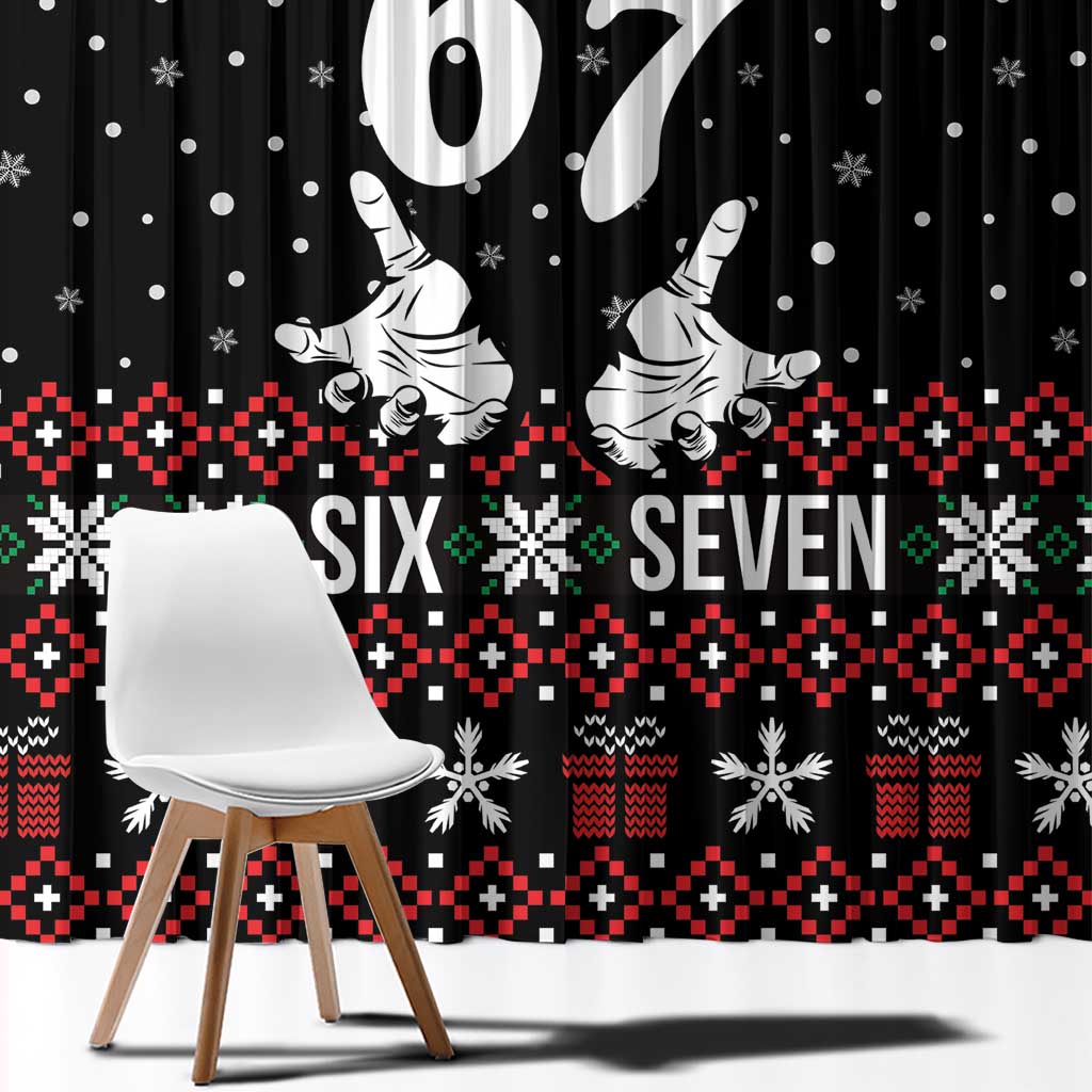 Six Seven Skeleton Hand Christmas Window Curtain Meme Gen Alpha Slang - Wonder Print Shop