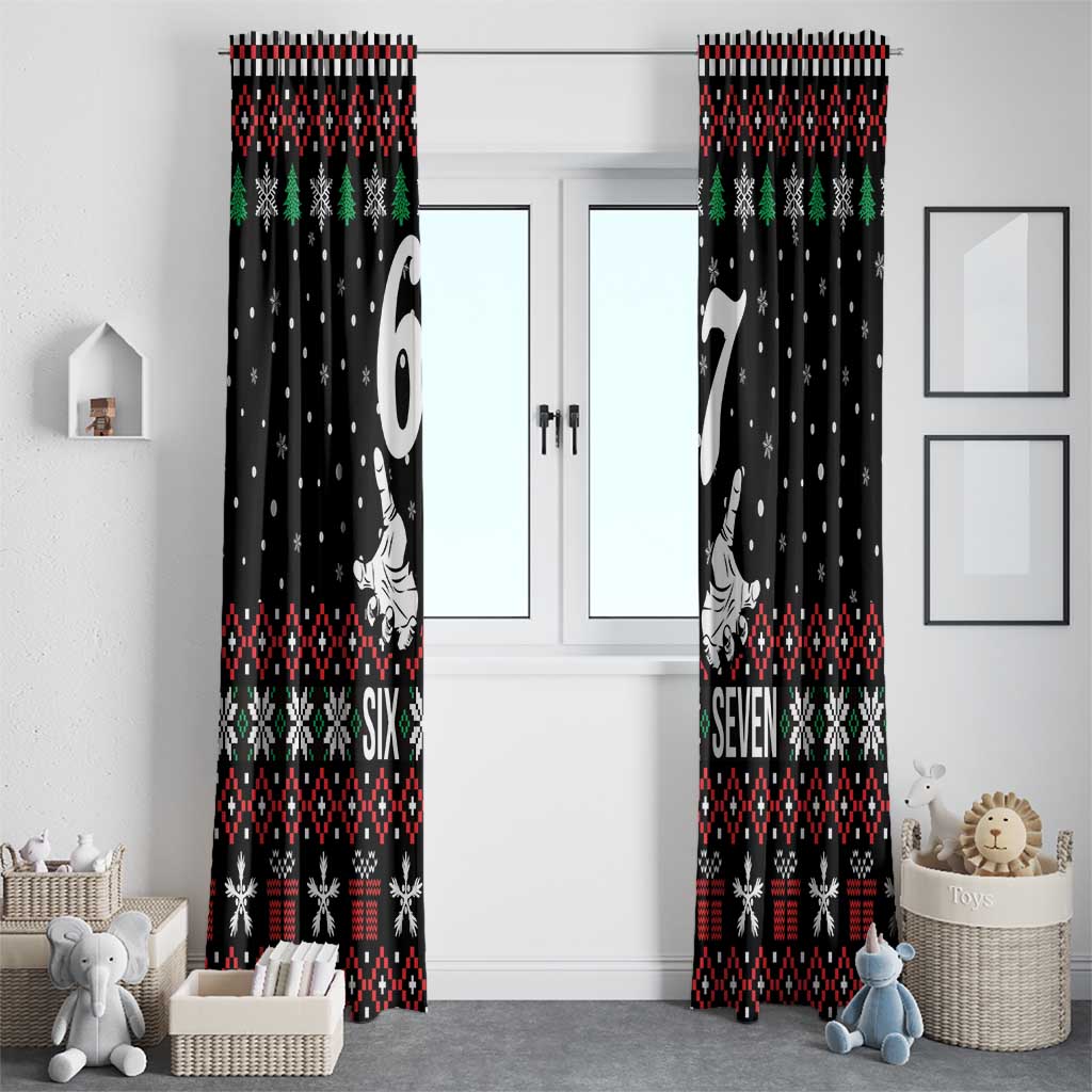 Six Seven Skeleton Hand Christmas Window Curtain Meme Gen Alpha Slang - Wonder Print Shop