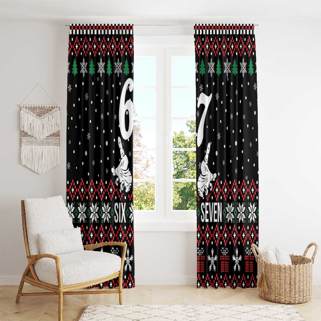 Six Seven Skeleton Hand Christmas Window Curtain Meme Gen Alpha Slang - Wonder Print Shop