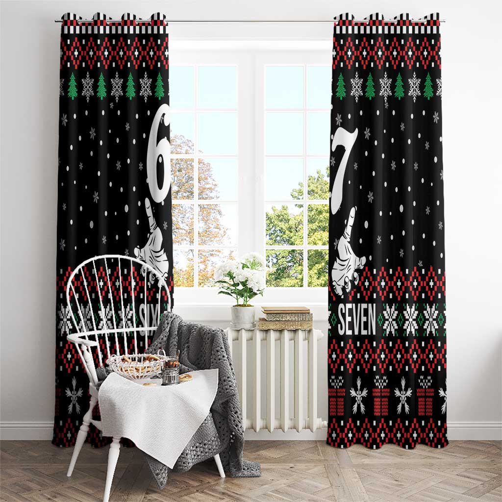 Six Seven Skeleton Hand Christmas Window Curtain Meme Gen Alpha Slang - Wonder Print Shop