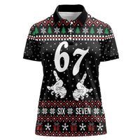 Six Seven Skeleton Hand Christmas Women Polo Shirt Meme Gen Alpha Slang - Wonder Print Shop