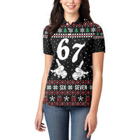 Six Seven Skeleton Hand Christmas Women Polo Shirt Meme Gen Alpha Slang - Wonder Print Shop