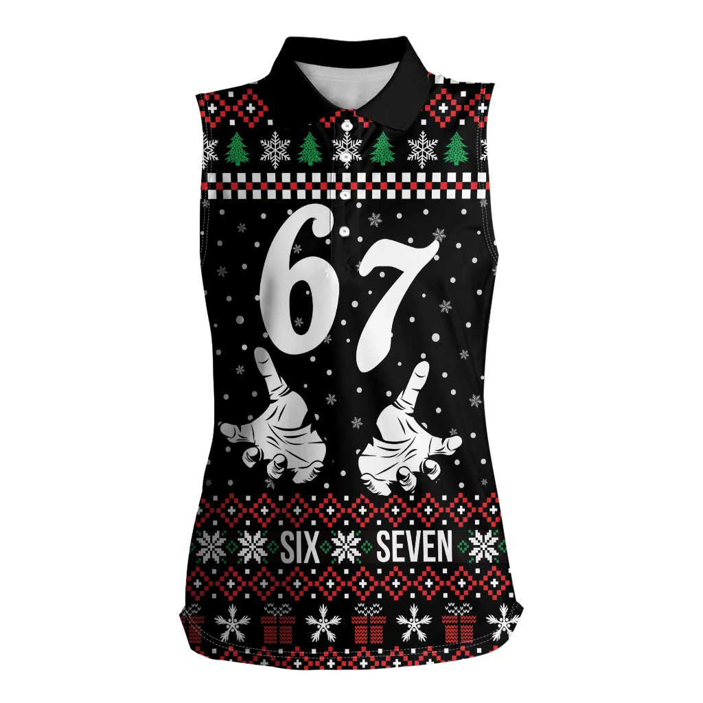 Six Seven Skeleton Hand Christmas Women Sleeveless Polo Shirt Meme Gen Alpha Slang - Wonder Print Shop
