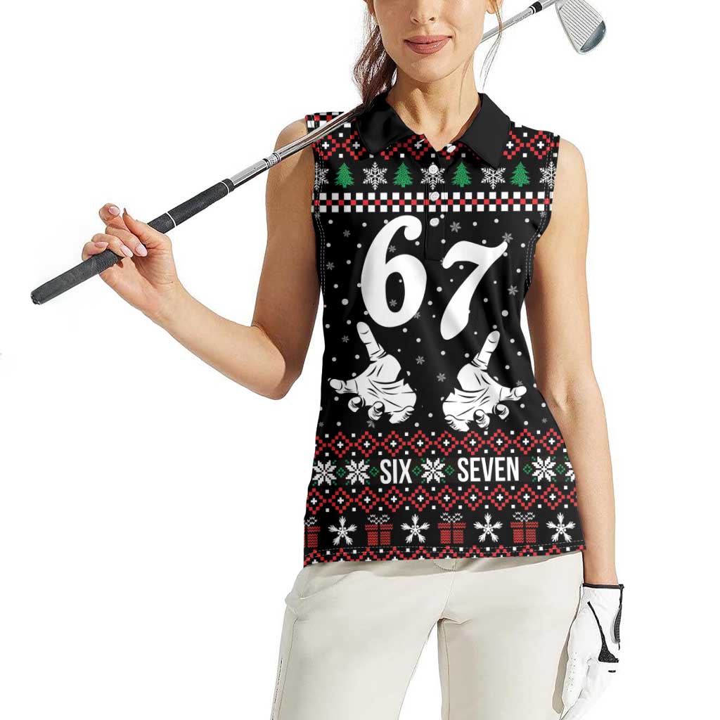 Six Seven Skeleton Hand Christmas Women Sleeveless Polo Shirt Meme Gen Alpha Slang - Wonder Print Shop