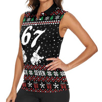 Six Seven Skeleton Hand Christmas Women Sleeveless Polo Shirt Meme Gen Alpha Slang - Wonder Print Shop