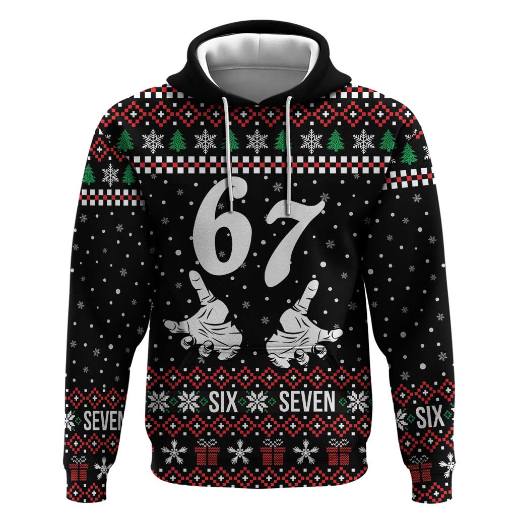 Six Seven Skeleton Hand Christmas Zip Hoodie Meme Gen Alpha Slang - Wonder Print Shop