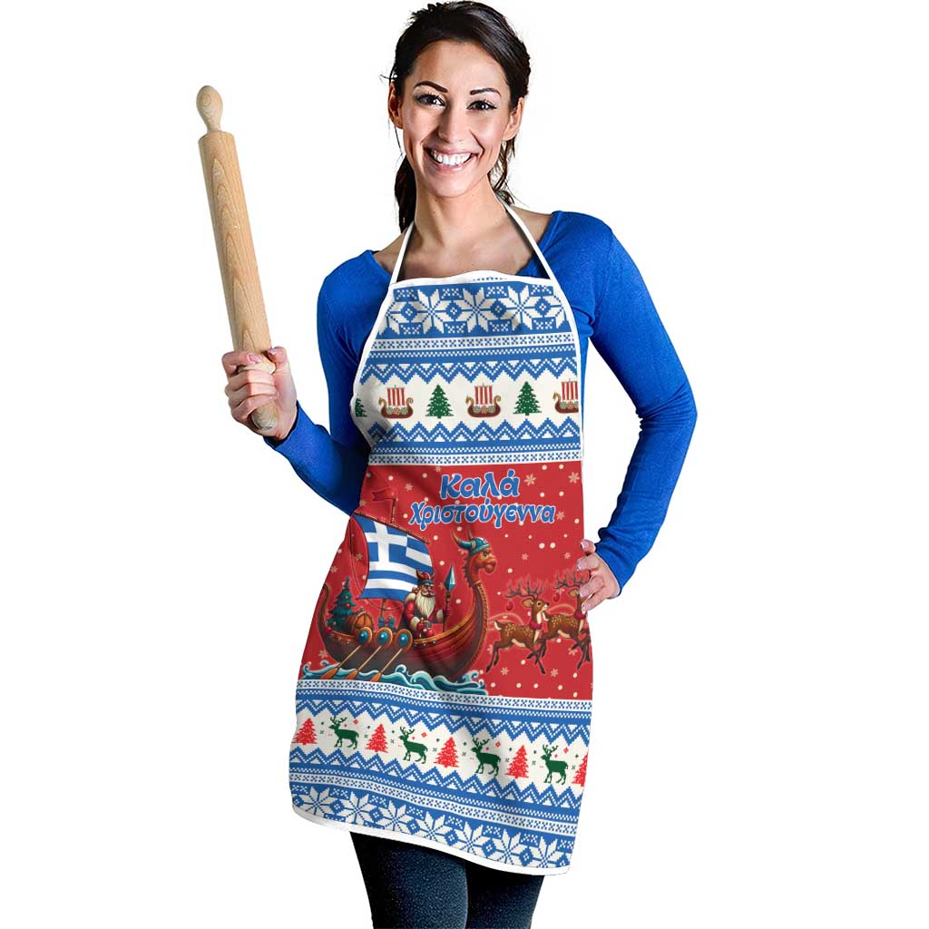 Greece Viking Santa Christmas Apron Funny Reindeer Norse Xmas - Wonder Print Shop