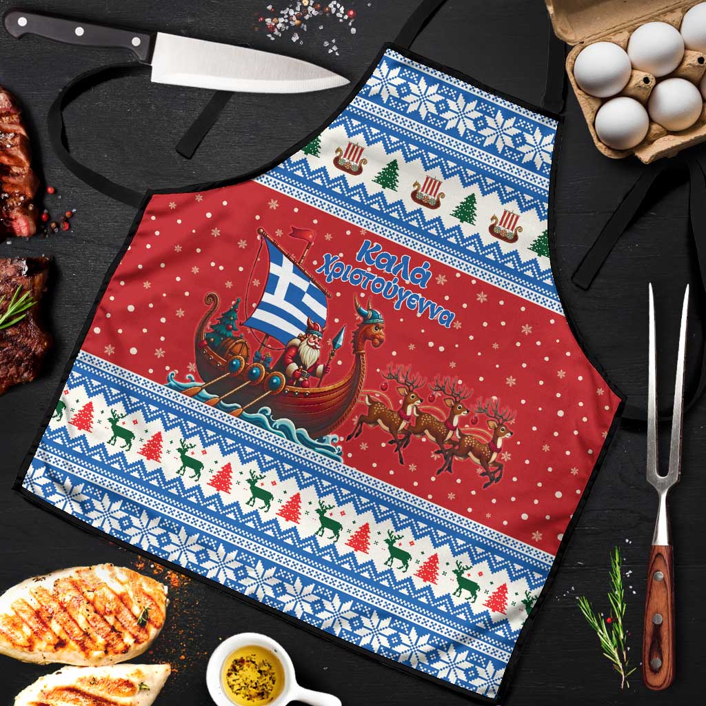 Greece Viking Santa Christmas Apron Funny Reindeer Norse Xmas - Wonder Print Shop