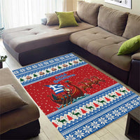 Greece Viking Santa Christmas Area Rug Funny Reindeer Norse Xmas - Wonder Print Shop