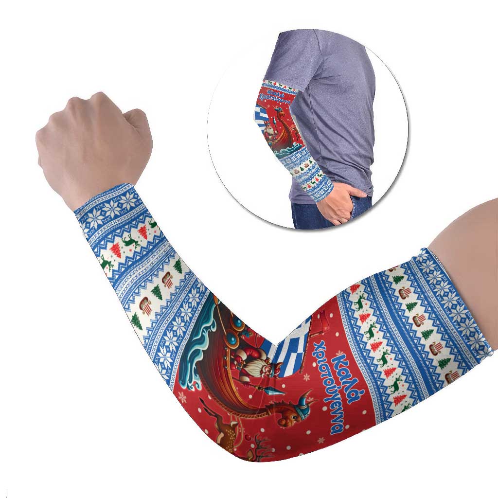 Greece Viking Santa Christmas Arm Sleeves Funny Reindeer Norse Xmas - Wonder Print Shop