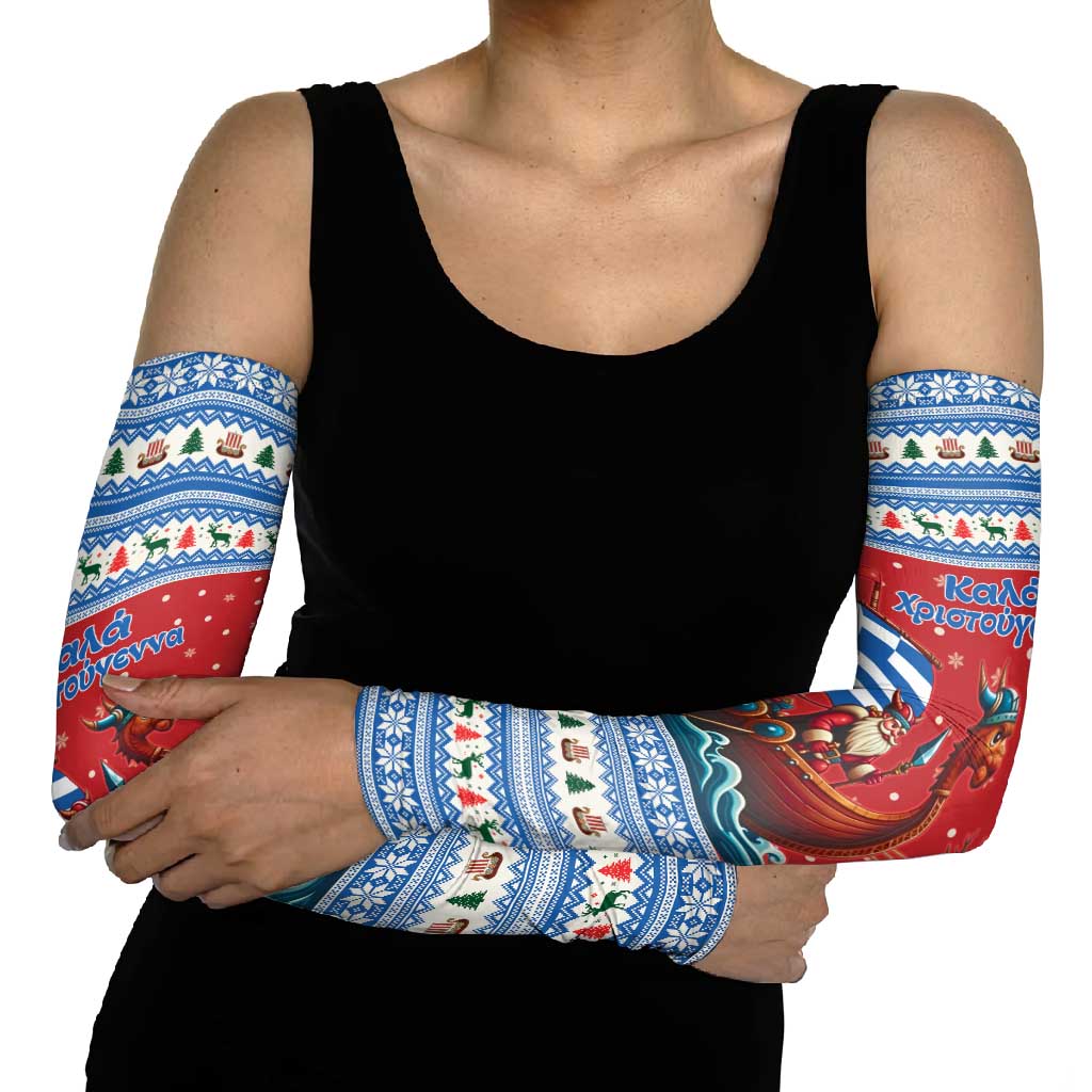 Greece Viking Santa Christmas Arm Sleeves Funny Reindeer Norse Xmas - Wonder Print Shop