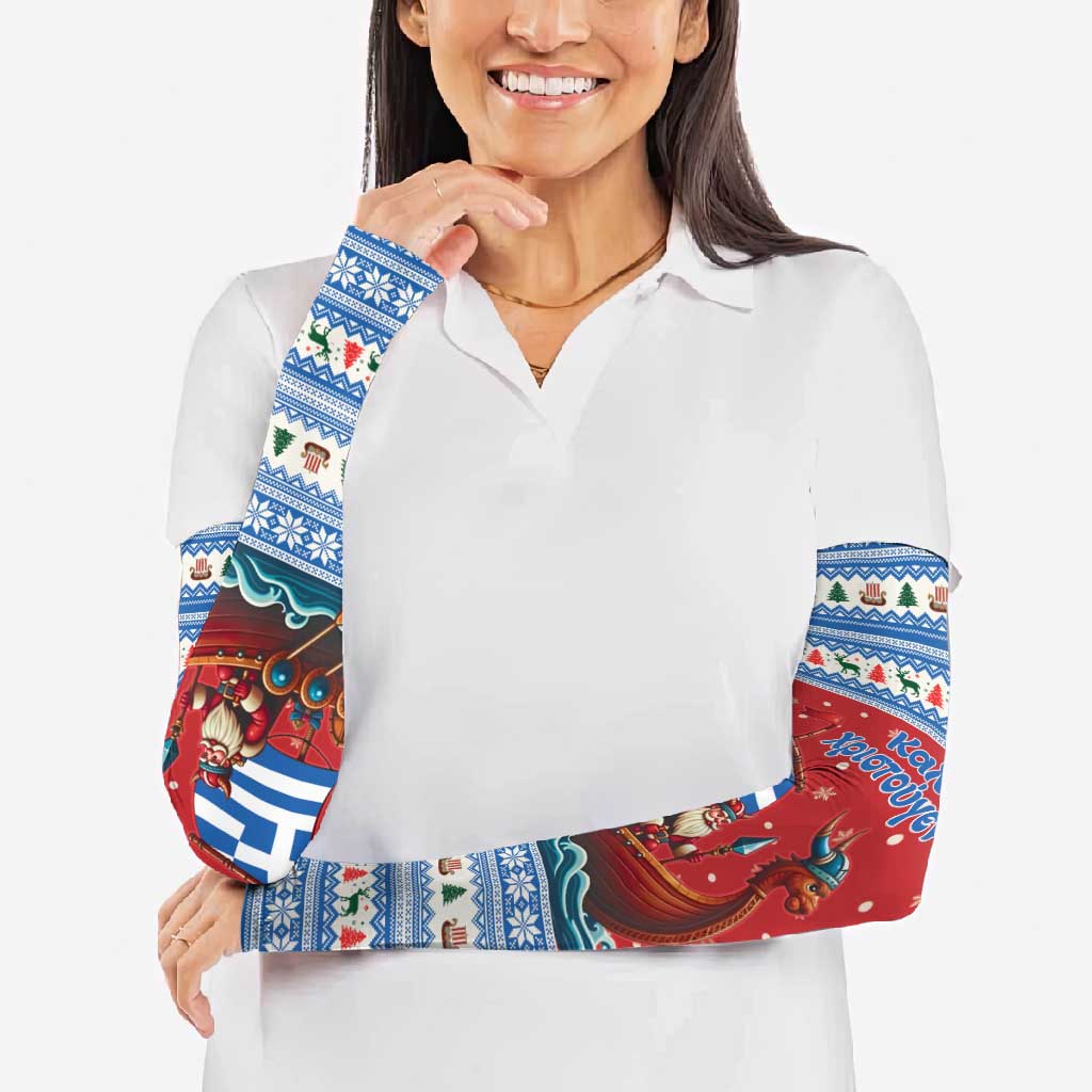 Greece Viking Santa Christmas Arm Sleeves Funny Reindeer Norse Xmas - Wonder Print Shop