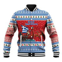 Greece Viking Santa Christmas Baseball Jacket Funny Reindeer Norse Xmas - Wonder Print Shop