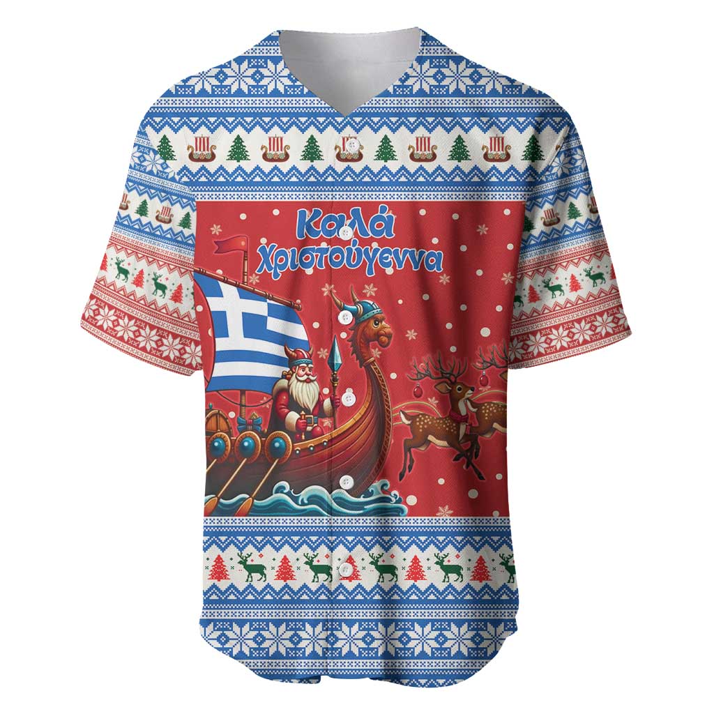 Greece Viking Santa Christmas Baseball Jersey Funny Reindeer Norse Xmas - Wonder Print Shop