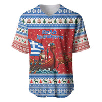 Greece Viking Santa Christmas Baseball Jersey Funny Reindeer Norse Xmas - Wonder Print Shop